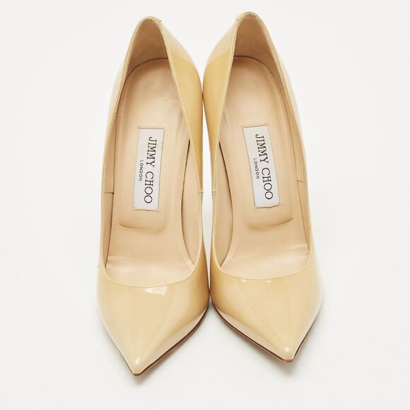 Jimmy Choo Beige Patent Leather Abel Pumps Size 37.5 - Picture 3 of 7